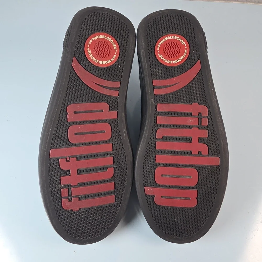 FitFlop Trainer Sport Black Leather Sneakers Women's 9 Comfort Walking Outdoor